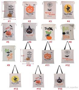 10pcs Halloween duże torby na płótnie bawełniana torba sznurka z dynią diabeł pająk hallowmas worka worka dhl darmowa wysyłka
