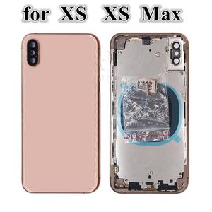 5Pcs For iPhone XS XS Max Back Battery Door Glass Full Housing Middle Frame Panel Cover Chassis with Logo Side Buttons SIM Tray Replacement Parts