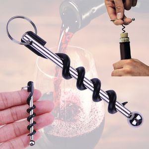 Multifunctional Corkscrew Red Wine Bottle Opener with Ring Keychain Fashion Mini Outdoor Stainless Steel