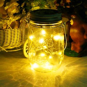 Solar Light 20Leds String Glass Lantern Outdoor Hanging Decorative String Christmas Halloween Fairy Lamp for Patio Garden Party