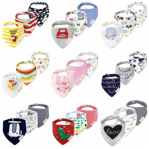 INS Baby Lätzchen Säuglingsbaumwolle Spucktücher Doppelschichten Neugeborene Speichelhandtücher Kinder Bandanas 33 Cartoon-Designs Großhandel DHW3094