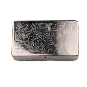 94mm Stainless Iron Flipped Metal Tobacco Box Embossed and Carved Pressure Resistant Man Portable