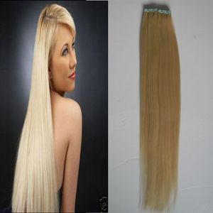 40pcs Tape In Human Hair Extensions Straight Machine Remy Hair On Adhesives Invisible Tape PU Skin Weft 613# 100G