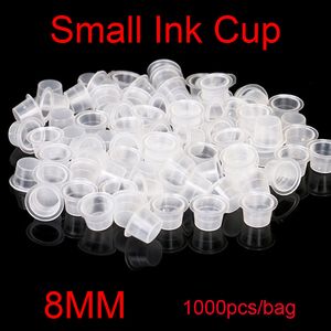 1000pcs Small Size 8MM Branca Ink Tattoo Copos Para Tattoo Gun Needle tinta Dicas Grips Kits