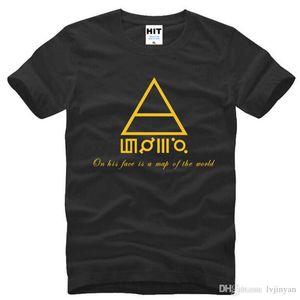 30 sekunder till Mars på hans ansikte är en karta över World Letter Printed Men's T-shirt T Shirt Män Sommar Fashion Short Sleeve Tshirt