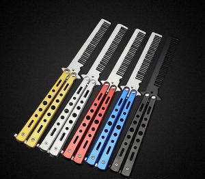 100Pcs Fashion Hot Delicate Pro Salon Acciaio inossidabile Pieghevole Training Butterfly Practice Style Knife Comb Tool