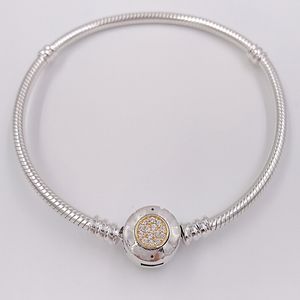 Autentico braccialetto in argento sterling 925 con perline Moments bicolore con chiusura P Signature adatto a gioielli stile Pandora europeo 590741CZ