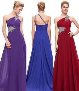 Sexy Großhandel Lange Abendkleider Chiffon Formale Ballkleider Eine Schulter Elegante Abendkleider Partykleider HY4275