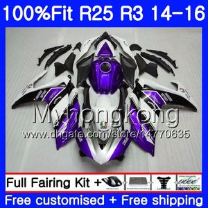 Injeção para Yamaha Yzfr25 YZF R25 R3 2014 2015 2016 2017 roxo branco quente 240hm.43 yzf-r25 yzf-r3 r 25 corpo yzfr3 14 15 16 17 Kit de feiras