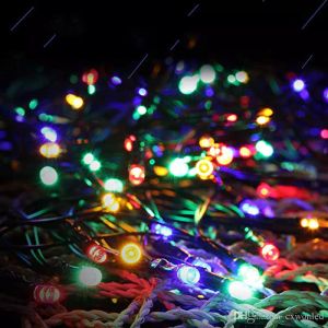 Pannello solare esterno alimentato 7 colori 12M 22m Luce 100 LED 200led String Fairy Automatic Garden Decor impermeabile per la festa di Natale Matrimonio