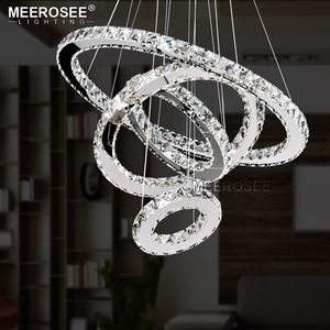 Wholesale contemporary led chandeliers for sale - Group buy LED Crystal Modern Ceiling Fixtures Pendant Lamp Dining Room Contemporary Adjustable Stainless Steel Cable Rings Chandelier Light