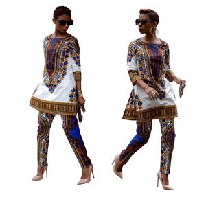 2019 New African Women Clothes Dashiki Rich Bazin Print Casual Traditional African Dresses for Woman Africa Clothing Pant Set