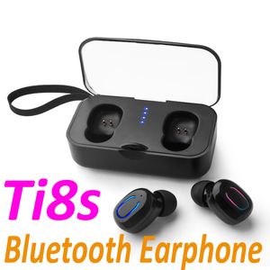 Ti8s TWS Auricolari Mini Eaebuds Bluetooth senza fili 5.0 Cuffia stereo con custodia di ricarica Mic per smartphone