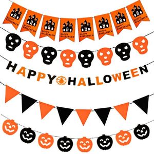 10pcs/set Pumpkin Pull Flag Halloween Decorations Witch Bat Hollow Flag 19 Style Party Supplies Bar Home Arrangement Halloween Flags HA551