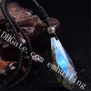 5pcs intagliato a mano pietra preziosa semi preziosa gemma naturale grigio pietra di luna lampeggiante labradorite cristallo di quarzo sfaccettato pendente a goccia pendolo