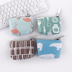 Mini portafoglio con cerniera per portamonete con cambio in tela stampata con animali da 50 pezzi