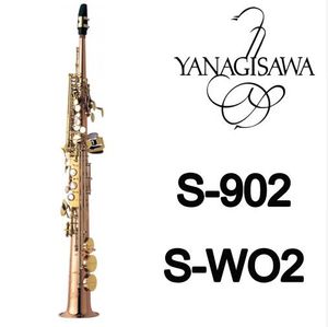 Yanagisawa wo2 sopran rakt rör b platt saxofon guldlack mässing högkvalitativt sax med munstycke fall musikinstrument