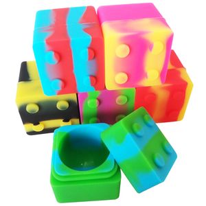 Silikonbehållare för DABS 10st / Parti 9ml Mini Cube UnBreceable Food Grade Non-Stick Silicon Gummi Oil Wax Cocentrate Jars
