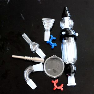 Kits coletores de néctar de 3 cores Cachimbos de água com unha de titânio Palha Mini coletores de néctar Wax Dab Rigs Caixa de varejo para fumar bong