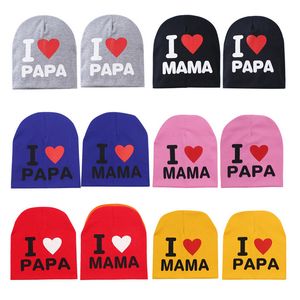 Buchstaben-Baumwollmütze für Babys, Mädchen und Jungen, I LOVE PAPA MAMA, mehrfarbige warme Strickmütze für Kleinkinder als Geschenk im Großhandel