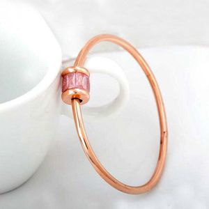 Atacado-Japão e Coreia do Sul Banhado 18k Rosa Gelo Gelo Pedra Elefante Pulseira Charms Titânio Aço Pulseira Acessórios Femininos