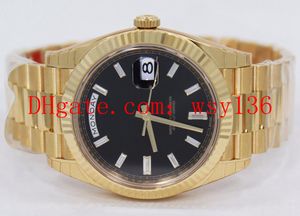 Luxury Men's Watches President Day-Date 228238 18K Yellow Gold Diamond Dial BRAND NEW Black Automatic Mechanical Movement Mens Watch