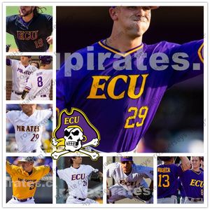 ECU East Carolina Pirates # 4 Lane Hoover 10 Brady Lloyd 21 Thomas Francisco 29 Jake Kuchmaner 35 Bryson Worrell NCAA College Baseball Jersey