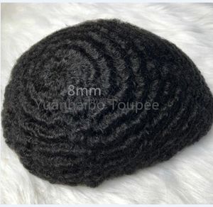 Celebrity Toupee Mens Hairpieces 10mm Onda Completa Lace Toupee Black Color # 1B Europeia Remy Human Human Cabelo Homens Substituição de Cabelo para Homens negros