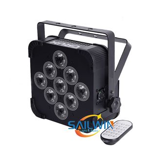 LED UPLIGHT SMART DJ PAR LED Pil 9x18W RGBWA+UV şarj pille çalışan Kablosuz DMX Düz LED PAR IŞIK