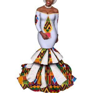 Kleid heißer Vestidos Dashiki frauen kleid baumwolle drucken traditionelle Afrikanische kleidung fischschwanz und boden kleidung frauen WY3423