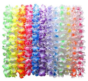 Hawaiian Flower Halsband kransar Tropical Luau Hawaii girlander Temafest Favors Pannband Semester Bröllop Strand Födelsedag Dekor 90cm 105cm