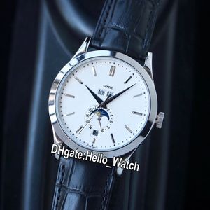 Günstige neue 5396G-011 Grand Complications Kalender Automatik Herrenuhr Stahlgehäuse weißes Zifferblatt Mondphase Uhren Lederuhren Hello_Watch