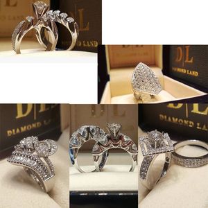 Bling Bling anel de casamento Rhinestone multistyle Mulheres Crystal Ring Set presente para namorado Casal de alta qualidade Tamanho 6-10