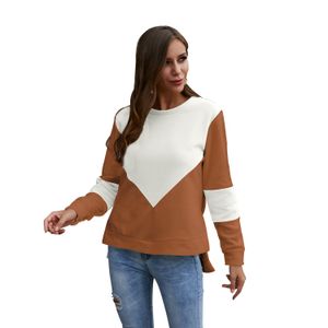 Vinter 2019 Hit Color Stitching Round Neck Long-Sleeved T-shirt Partihandel Explosion Modeller i Europa och Amerika