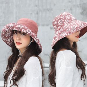 Fashion lady original Brand New South Korean Summer SunBucket Hat Protection Fishing Bucket Hats Reversible Foldable Cap