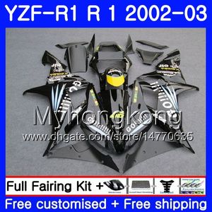 Bodys For YAMAHA YZF R 1 YZF 1000 YZF-1000 YZFR1 02 03 Bodywork 237HM.24 YZF R1 02 YZF1000 YZF-R1 Black Go !!! stock 2002 2003 Fairing Frame