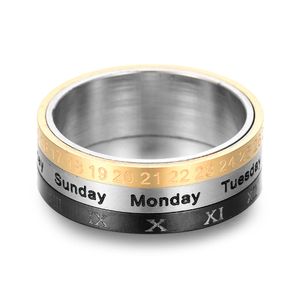 Anello rotante per gioielli di moda da uomo con anello tricolore in acciaio al titanio da 8 mm all'ingrosso caldo
