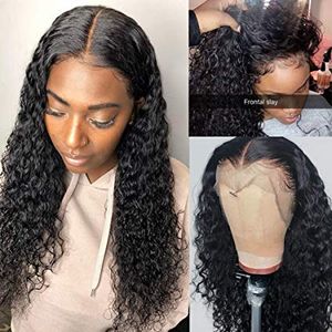 Deep Wave Human Hair Curly Lace Front Pärlor Pre Plocked Brazilian 360 Laces Frontal för kvinnor Våt vågig Glödlös Diva1