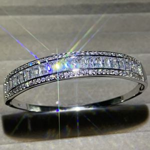 Rulalei Sparkling Hot Sale Jewelry Sterling Sier Full Princess White Topaz CZ Diamond Gemstones女性ブレスレットブライダルバングルギフト