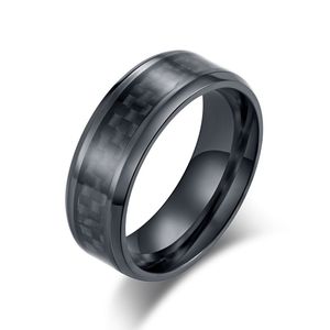 Mode Edelstahl Carbon Fiber Ring für Männer frauen Paar Ring Schwarz Silber Farbe Männlichen Schmuck Zubehör