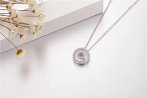 Brand Round Pendants diamond Cz Real 925 Sterling silver Wedding Pendant with Necklace for women Bridal jewelry girl gift