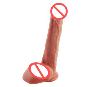 Dildo in silicone a doppio strato di alta qualità Realistico Texture della pelle Palle Prodotti del sesso del pene per donne Uomini Sexy Shop