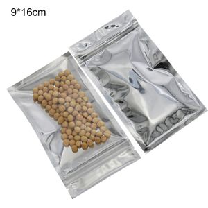 100pcs/Lot 9*16cm Aluminum Bags Foil Front Clear Food Packaging Bag Mylar Foil Zip Lock Heat Sealable Beans Storage Pouch Smell Proof