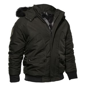 Men's Down & Parkas Mens Winter Hooded Coat Casual Windbreaker Male Thick Fur Collar Short Length Jacket Designer Tops