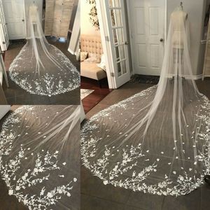 Veli da sposa Appliques in pizzo con pettine da sposa per ragazze Sposa Cattedrale di lusso Cappella lunga Lunghezza 300 cm