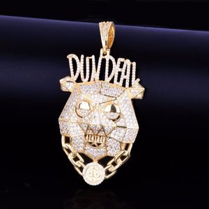 New Animal Lion head Necklaces & Pendant Gold Silver Color Bling Cubic Zircon Men's Hip hop Necklace Rock Jewelry