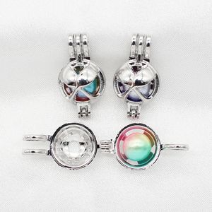 10pcs Silver Plated Wine Goblet Oyster Pearl Cage Lockets Pendant for Perfume Essential Oil Diffuser Necklace Jewelry Making
