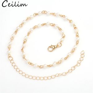 2019 New Vintage Gold Silver Color Simulated-pearl Chain Choker Necklace for Women Party Collar Necklace Fashion Wedding Jewelry Gift