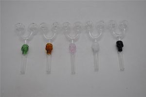 Skull Glass Smoking Handle Pipe With Double Bowl 145MM Glass Oil Burner Pipes Balancer Smoking Pipe Glass Tobacco Water Pipe Oil Rig Bong