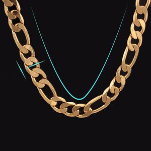 18 K GUL GOLD GF Plated Figaro Chain Halsband Tillverkad i Kina -Lifetime Garanti